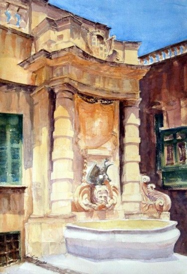 Painting titled "Fountain in Palace…" by Andrew Borg, Original Artwork