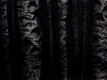 Drawing titled "Birches at Dawn (..…" by Andrew Hanzhuo Zhang, Original Artwork, Charcoal