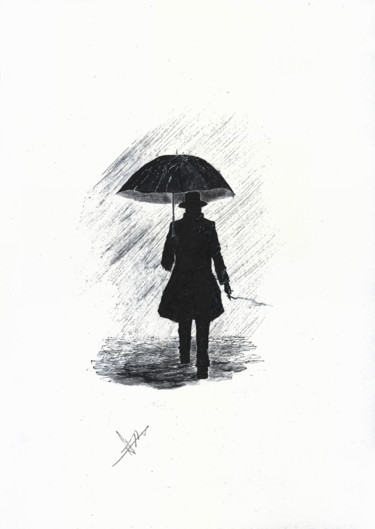 Рисунок под названием "Зонт" - Андрей Кацуба, Подлинное произведение искусства, Чернила