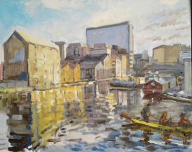 Malerei mit dem Titel "Boland's Mill, Dubl…" von Andrew Moore, Original-Kunstwerk, Öl