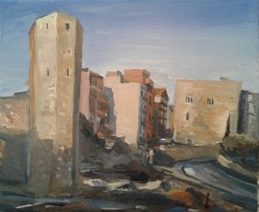 Painting titled "Roman tower, Tarrag…" by Andrew Moore, Original Artwork, Oil