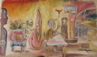 Peinture intitulée "La pause" par Magdalaen, Œuvre d'art originale, Huile