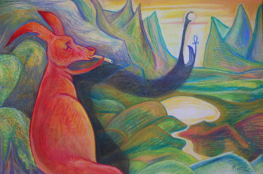 Dessin intitulée "Rabbit song" par Magdalaen, Œuvre d'art originale, Craie