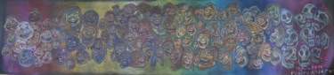Dessin intitulée "Le mur du rire" par Magdalaen, Œuvre d'art originale, Craie