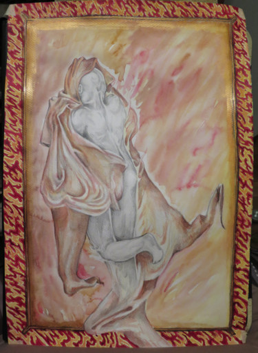Peinture intitulée "Le dieu à la cape" par Magdalaen, Œuvre d'art originale, Aquarelle