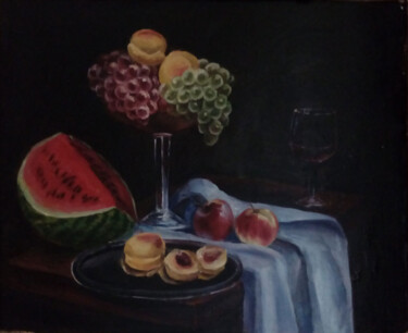 Картина под названием "Натюрморт с яблокам…" - Andrey Abramov (Nikolaevich), Подлинное произведение искусства, Масло Установ…