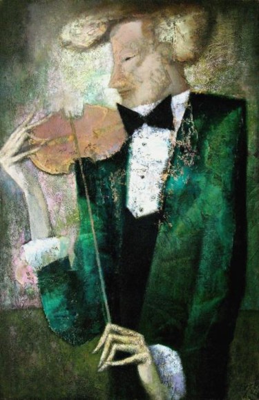 Painting titled "Violonist" by Andrey Aranyshev, Original Artwork, Oil