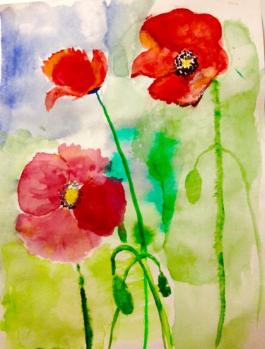 Картина под названием "Poppies" - Andrey Aristov, Подлинное произведение искусства