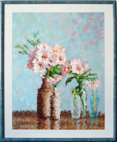 Painting titled "Abstract still life…" by Andrei Blinov, Original Artwork, Oil Mounted on Wood Stretcher frame