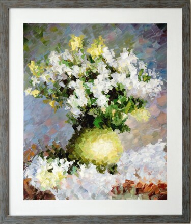 Painting titled "Abstract still life…" by Andrei Blinov, Original Artwork, Oil Mounted on Wood Stretcher frame