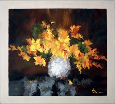 Painting titled "Still life 6" by Andrei Blinov, Original Artwork, Oil Mounted on Wood Stretcher frame