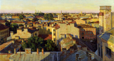 Malerei mit dem Titel "Roofs of St. Peters…" von Andrey Dareev, Original-Kunstwerk, Öl
