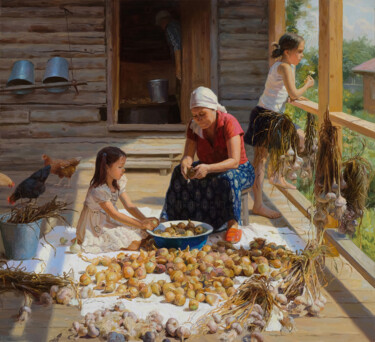Pintura intitulada "At the end of summer" por Andrey Dareev, Obras de arte originais, Óleo