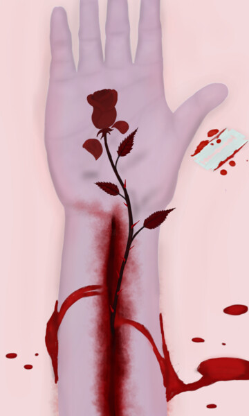Digitale Kunst mit dem Titel "Blood rose" von Andrey Elenev, Original-Kunstwerk, Digitale Malerei