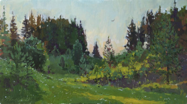 Ельник. Вечер. Spruce forest. Evening Картина под названием "Ельник. Вечер. Spru…" - Андрей Жилов, Подлинное произведение искусства, Масло