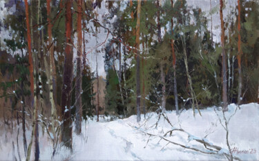 Pintura titulada "В конце зимы" por Andrei Zhilov, Obra de arte original, Oleo Montado en Bastidor de camilla de madera
