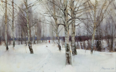 Painting titled "В январе" by Andrei Zhilov, Original Artwork, Oil