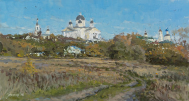 Painting titled "В Арзамасе октябрь.…" by Andrei Zhilov, Original Artwork, Oil Mounted on Cardboard