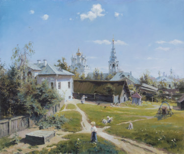 Peinture intitulée "Московский дворик.…" par Andrei Zhilov, Œuvre d'art originale, Huile
