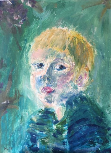 Peinture intitulée "Child portrait" par Andrey Kryuk, Œuvre d'art originale, Acrylique Monté sur Carton