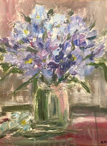 Painting titled "Iris blue" by Andrey Kryuk, Original Artwork, Acrylic Mounted on Wood Stretcher frame