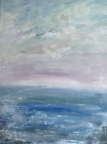 Painting titled "Sea" by Andrey Kryuk, Original Artwork, Acrylic Mounted on Cardboard