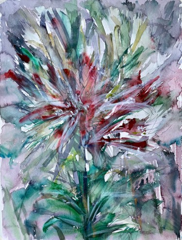 Картина под названием "Lilies" - Andrey Kryuk, Подлинное произведение искусства, Акварель