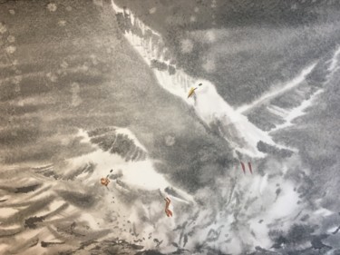 Картина под названием "Seagulls" - Andrey Kryuk, Подлинное произведение искусства, Чернила
