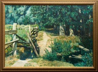 Painting titled "Forest path" by Andrey Lipko, Original Artwork, Oil
