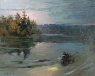 Картина под названием "Knight of the road" - Andrey Lyssenko, Подлинное произведение искусства, Масло Установлен на Деревянн…