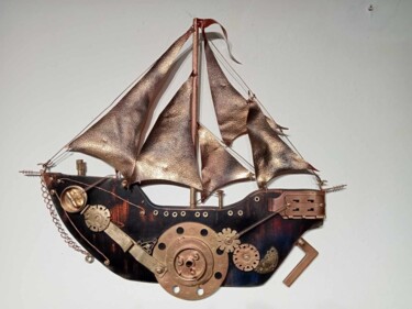 Скульптура под названием "Steampunk Pirate Sa…" - Andrey Mantula, Подлинное произведение искусства, Металлы