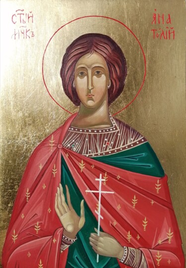 Икона маслом "Святой Анатолий" Painting titled "Икона маслом "Свято…" by Andrey Nesterov, Original Art, Oil