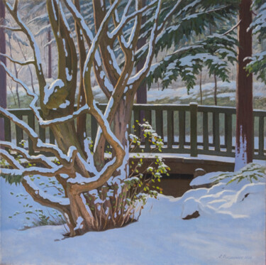 Painting titled "First snow" by Andrey Pingachev, Original Artwork, Oil