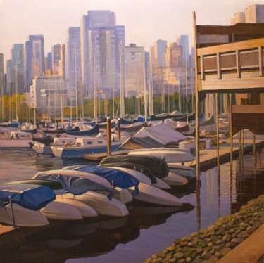 Malerei mit dem Titel "Boats" von Andrey Pingachev, Original-Kunstwerk, Öl