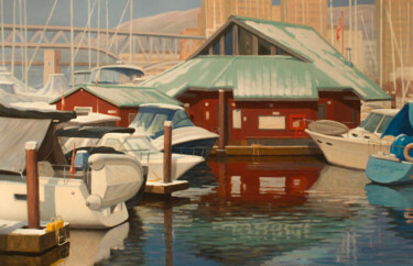 Painting titled "Dock" by Andrey Pingachev, Original Artwork, Oil