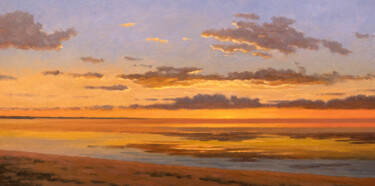 Painting titled "Golden sunset" by Andrey Pingachev, Original Artwork, Oil