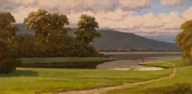 Malarstwo zatytułowany „Sunny day on the la…” autorstwa Andrey Pingachev, Oryginalna praca, Olej