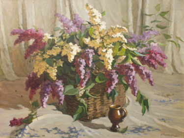 Painting titled "Lilac" by Andrey Pingachev, Original Artwork, Oil