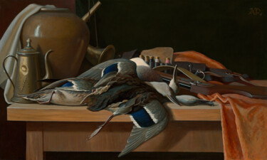 Peinture intitulée "Wild Fowl" par Andrey Pingachev, Œuvre d'art originale, Huile Monté sur Châssis en bois