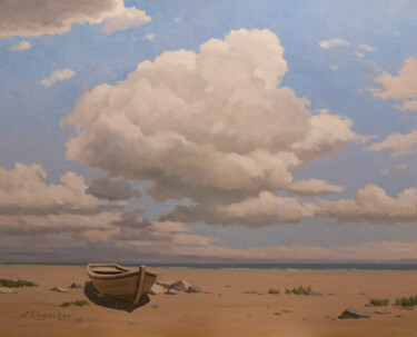 Pittura intitolato "Deserted beach" da Andrey Pingachev, Opera d'arte originale, Olio