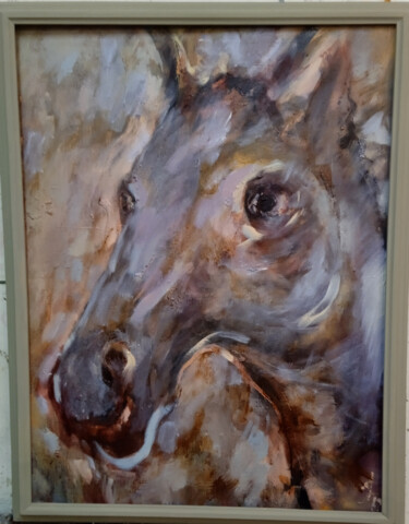 Malerei mit dem Titel "cheval chaud Разгор…" von Andrey Piskun, Original-Kunstwerk, Öl Auf Keilrahmen aus Holz montiert