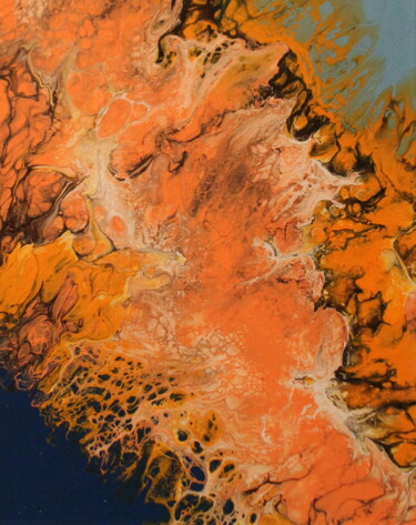 Peinture intitulée "Оранжевая абстракция" par Andrey Rugaev, Œuvre d'art originale, Acrylique