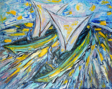 Картина под названием "Бесконечное странст…" - Андрей Сахапов, Подлинное произведение искусства, Масло Установлен на Деревян…