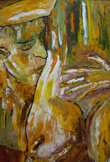 Картина под названием "Настоящая" - Андрей Сахапов, Подлинное произведение искусства, Масло Установлен на Деревянная рама дл…