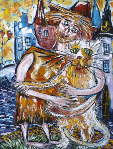 Картина под названием "Новый день на двоих" - Андрей Сахапов, Подлинное произведение искусства, Масло Установлен на Деревянн…