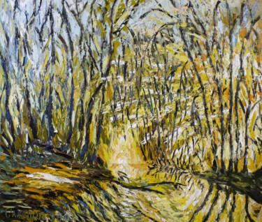 Peinture intitulée "Лесное озеро" par Andrei Sakhapov, Œuvre d'art originale, Huile Monté sur Châssis en bois