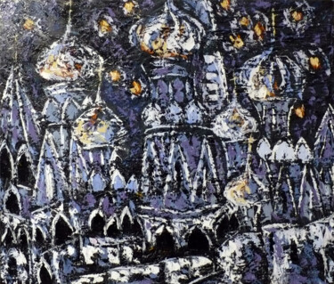 绘画 标题为“Собор в темном” 由Андрей Сахапов, 原创艺术品, 油 安装在木质担架架上
