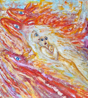 Pintura intitulada "Солнечный ветер" por Andrei Sakhapov, Obras de arte originais, Óleo Montado em Armação em madeira