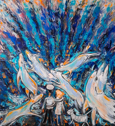 Pittura intitolato "Ночь прекрасна" da Andrei Sakhapov, Opera d'arte originale, Olio Montato su Telaio per barella in legno