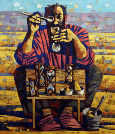 Картина под названием "Часовых дел мастер" - Andrey Shustov, Подлинное произведение искусства, Масло